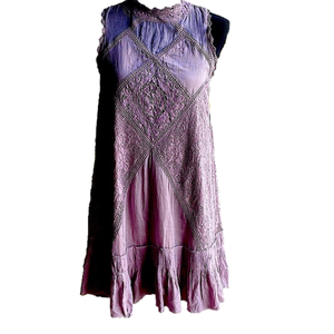 FREE PEOPLE dusty lilac cotton sleeveless dress. Lace inserts. Size XS